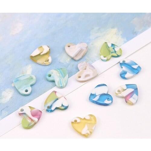 New 60pcs 14*15mm Colorful Acrylic Acid Acetic Heart Charms Ornament Accessories DIY Jewelry Findings Ornament Earring Pendants