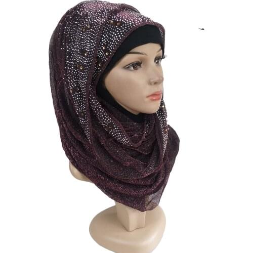 New design brand ladies headscarf gold silk stretch 20 cm glass hot rhinestone headscarf ladies scarf long scarf scarf SP105