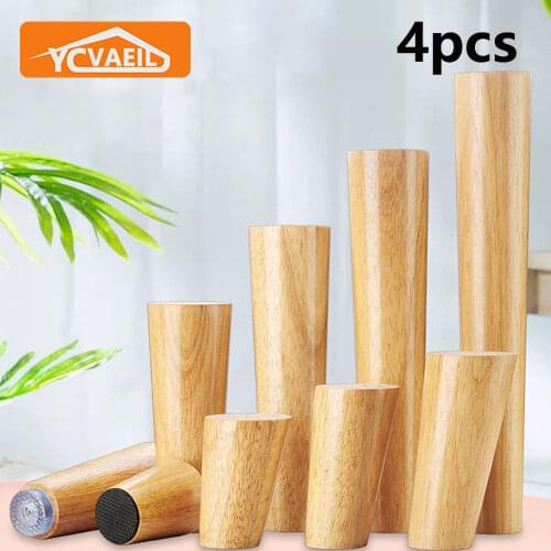 4pcs 6/15/40cm Solid Natural Wood Tilted Legs for Furniture Coffee Table Feet Screws Fashion Sofa Bed Tv Cabinet Chair Cone Foot