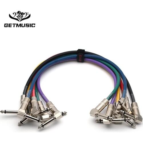 JOYO Effect Pedal Cable 1.2ft Colourful Cable Shielded Mono 6.3mm Male to 6.3mm Male Angle Plug Cable