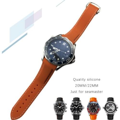 19mm 20mm 21mm 22mm Watchband Silicone Rubber Watch Strap Curved End for Omega Seamaster 300 AT150 Seiko Speedmaster longines