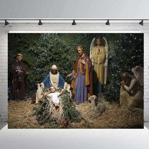 Nativity Back Drop for Christmas Vinyl Backdrop Photography Background Xmas Jesus Mary Joseph Sheep Child Scene Photo Shooting