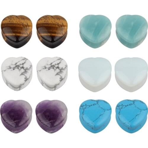 1Pair Heart Stone Earring Gauges Plugs Ear Plugs And Tunnels Gauge Sexy Body Piercing Jewelry Piercing Oreja
