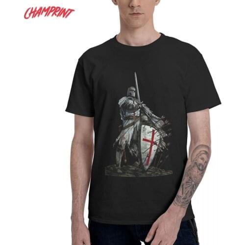 Shield Cross Medieval Warrior Sword Knights Templar T-Shirt Men Pure Cotton Tee Shirt Short Sleeve T Shirts Gift Idea Tops