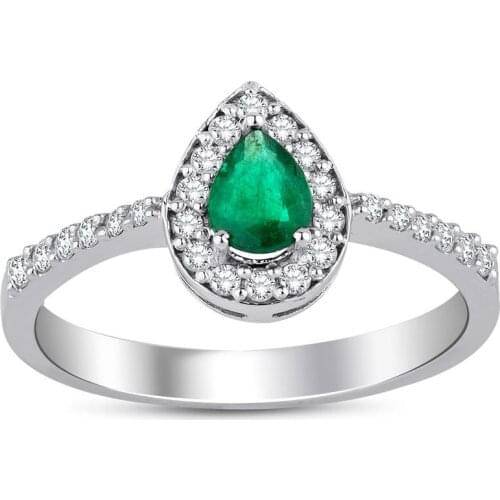 Symbol Gold 0.45 Carat Diamond Emerald Ring Baguette Chic Jewelry LoverRings Engagement Anniversary Wedding For Women