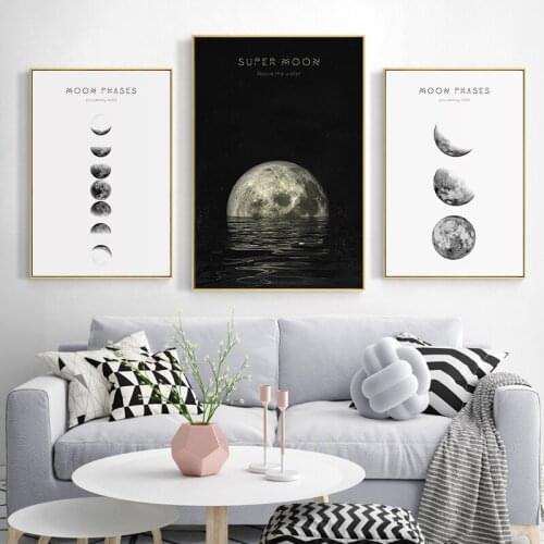 Modern Moon Phase Canvas Painting Posters and Prints Minimalist Luna Wall Art Cuadros Nordic Decoration Pictures Home Decor