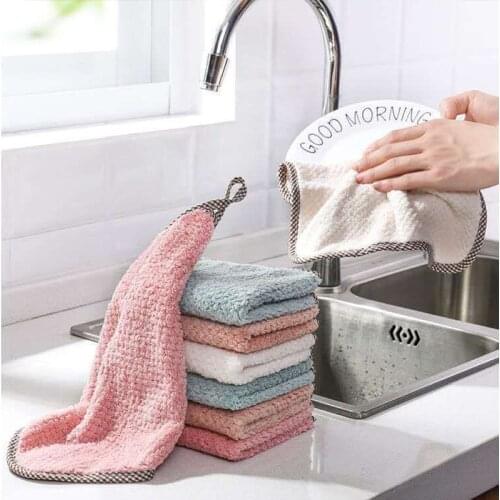 Kitchen Anti-grease wiping rags Super Absorbent Soft Coral Velvet Cleaning Cloth Kitchen Dishcloth Home Cleaning Towel