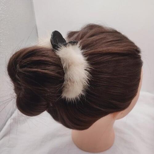 Luxury Real Mink Fur Hair Clips Claw Hair Accessories Women Hair Barrettes Ponytail Holder Hairpins