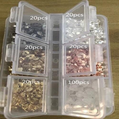 Ear Plug Cap 925 Silver Gold Plated Earring Back Stoppers Stud Earrings DIY Jewelry Making Earring Findings With Box 8*6cm