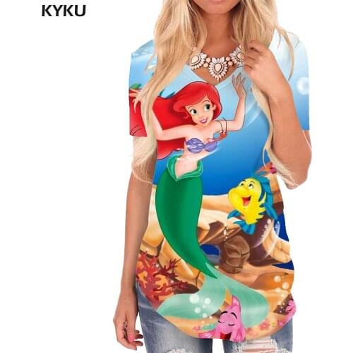 KYKU Dog T-shirt women Animal V-neck Tshirt Waves Tshirts Printed Lovely T-shirts 3d Womens Clothing Punk Rock Printed New