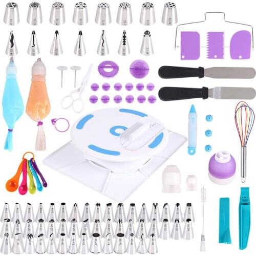 134Pcs/set Baking Tools Set Piping Nozzles Bags Cake Cutter Spatula Smoother Turntable Whisk Cake Decorating Tool Cake Tools