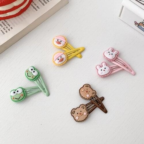 2Pcs/Lot 4 Colors Cute Cartoon Hair Clips Lovely Pink Hairpin for Girls Bear Clip Baby Headwear Accessories