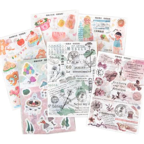 3sheets/pack Romantic Store Series Cute Sticker DIY Decoration Stickers Scrapbooking Album Diary Decoration Students Gift Label