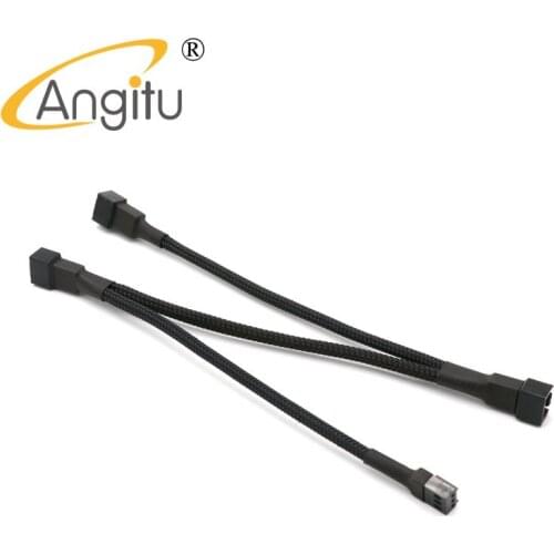 Angitu CPU 3Pin Fan 3Way Adapter Black Sleeved Computer Cooling 3Pin Male to 3xFemale Splitter Power Cable
