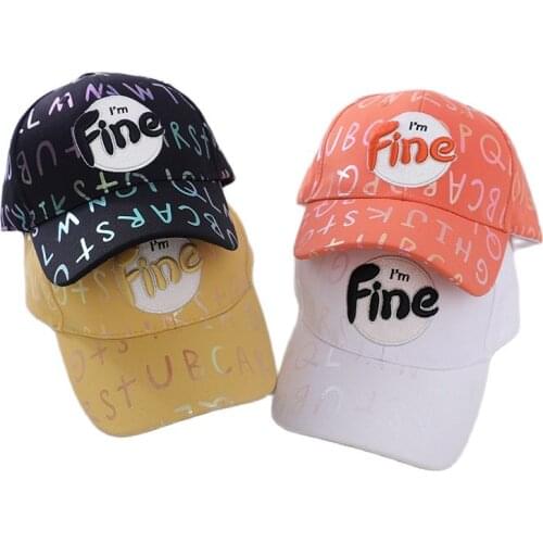 Doitbest Snapback Cap Kid Boys Girls Baseball Caps Hip Hop Cap I'M Fine Letters Summer sun hat Children Hats Kids Sunscreen Hat