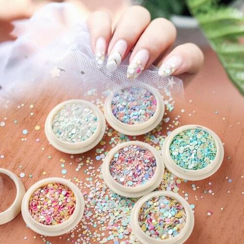 Nail Glitter Sequins Round Mixed Colorful Mini Nail Art Tips Paillette Decoration Nail Art Thin Sparkle Rhinestones D0034