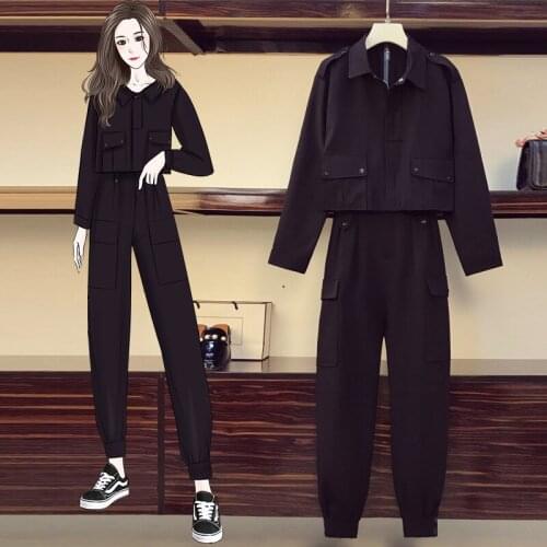 A large number of spot 2021 spring new large womens clothing fat sister show thin foreign style coat overalls suit 8290
