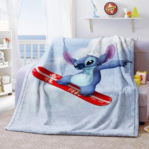 Throw Blanket Cartoon Lilo & Stitch 3D Flannel Fleece Blankets Bedspread For Kids Boys Girls Bedspread Couch Quilt Cover Travel