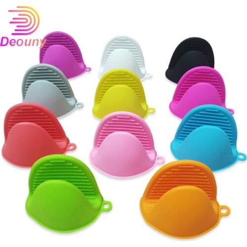 DEOUNY 1Pcs New Thicken Food Grade Silicone Anti-Hot Gloves Kitchen Heat Insulation Bowl Plate Folder Baking Oven Hand Clip Mitt