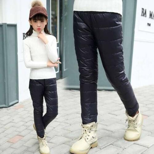 Children Girls Winter Thick Down Cotton Pants Baby Girl Casual Warm Elastic Waist Pants From 4 To 14 Years Baby Girl Leggings