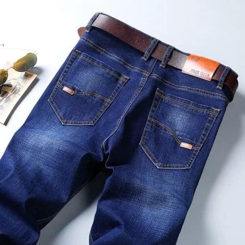 Summer Thin Stretch Jeans MenS Loose Straight-Leg Business Self-Cultivation Youth Casual Long Pants MenS Large 42 Size