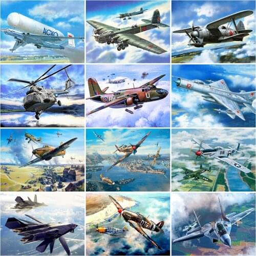 Evershine 5D DIY Diamond Painting Aircraft Diamond Embroidery Landscape Full Square Round Rhinestones Pictures Home Decor