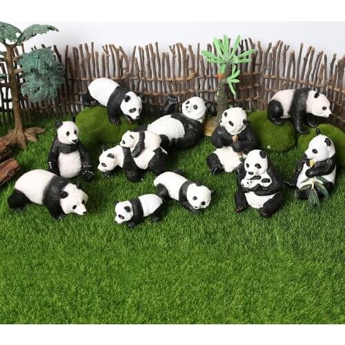 Simulation Giant Panda Family Toy Figures with Cubs Forest Wild Animals Model Figurines Realistic Design Pandas for Collectors