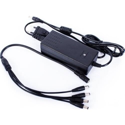 EU & US Cord 12V 5A Surveillance Camera 1 Split 4 Power Cable Adapter for Security System CCTV Power Supply