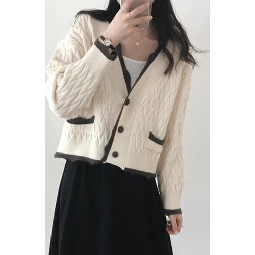 2020 Autumn Winter WomenS Sweater Cardigan Oversize V Neck Knitted Cardigans Girls Outwear Korean Chic Tops Kawaii AA5611