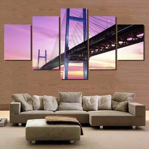 Paintings 5 Pcs Magnificent Bridge Large Hd With Leopards Canvas Print Painting For Living Room Wall Art Picture With No Frame