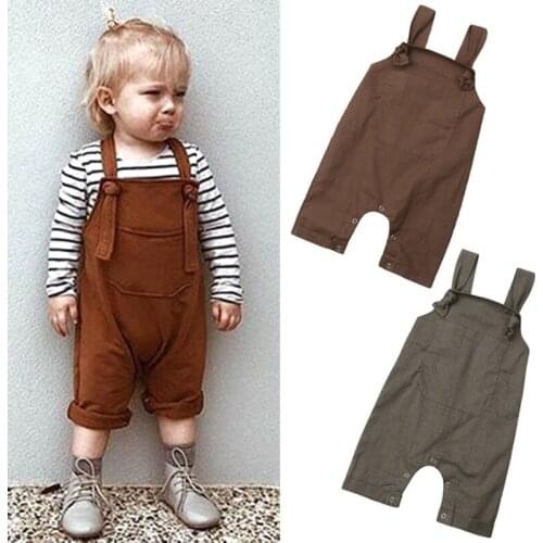 Newborn Baby Boys Girls Solid Dungarees Bib Pants Infant Romper Jumpsuit Overalls Outfits 2019 Toddler New Fashion Baby Clothes