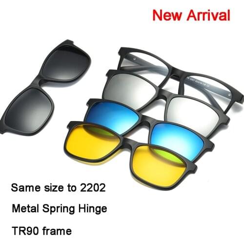 Magnetic Sunglasses Male Polarized Men 4 In 1 Clip On Sunglass Driving Women Square Night Vision Glasses