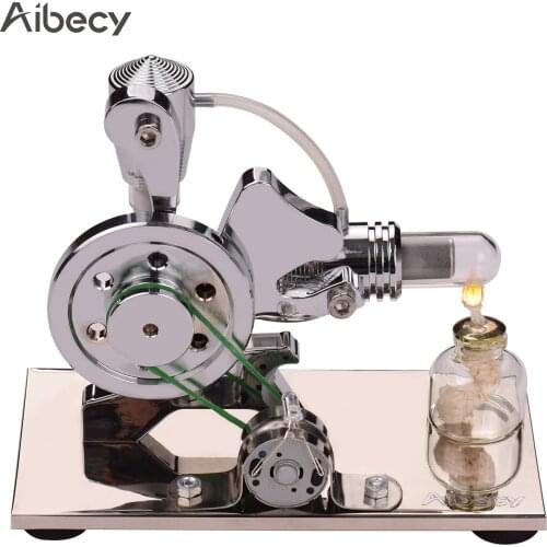Aibecy Aluminum Alloy Hot Air Stirling Engine Motor Model kit Squirrel-shaped Electricity Generator with Colorful LED Light