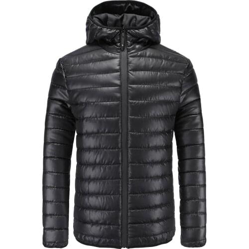 Mens Thick Cotton Coat Winter Slim Solid Wide-Waisted Hodded Jacket Warm Plus Size Fashion Casual Overcoat