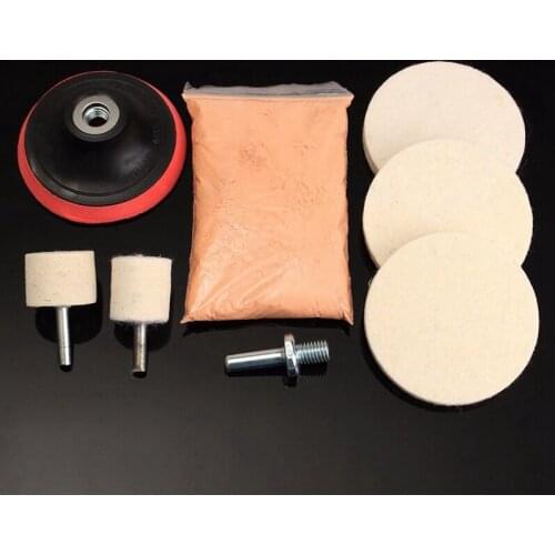 8-piece Windscreen Scratch Remover Set of Auto Glass Polishing and Grinding Set 120g Cerium Oxide Glass Polishing Accessories