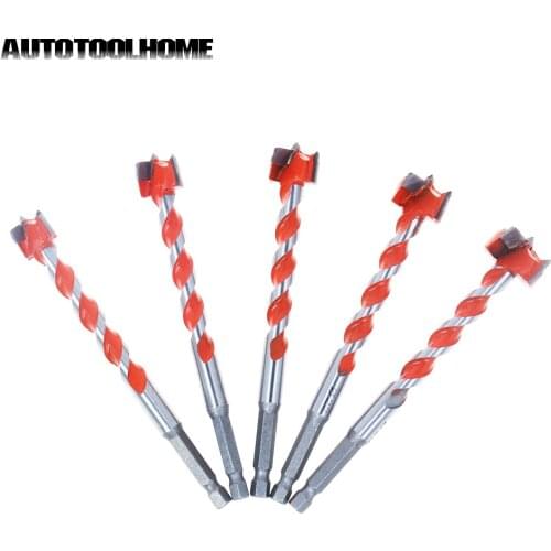 5Pcs Forstner Bit Thicken Alloy Drill Bits Set 16 18 20 22 25mm for Woodworking Hole Saw Wood Drilling 130mm Lengthen Bit