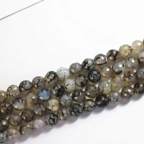 Natural black dragon veins agat onyx carnelian stone 6mm 8mm 10mm 12mm faceted round loose beads making jewelry A25