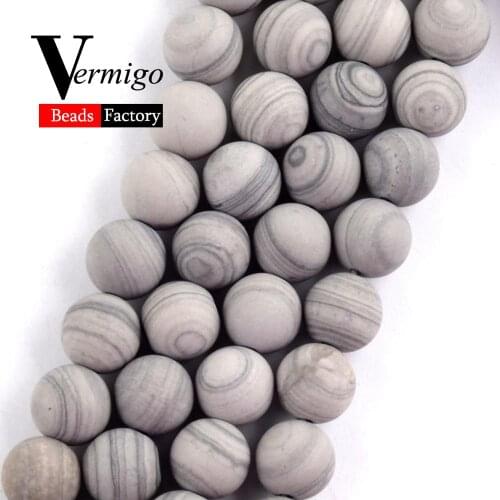 Natural Dull Polished Gray Line Wood Jaspers Beads For Jewelry Making 6 8 10mm Matte Round Beads Diy Bracelets Necklaces 15