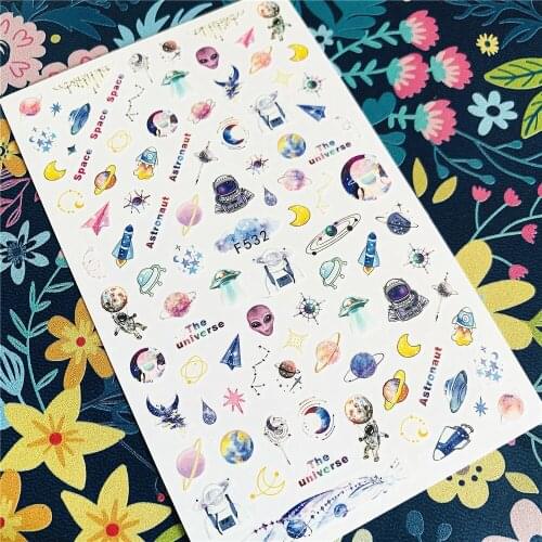 Newest F-531-532 universe beauty 3d nail art sticker nail decal stamping export japan designs rhinestones decorations