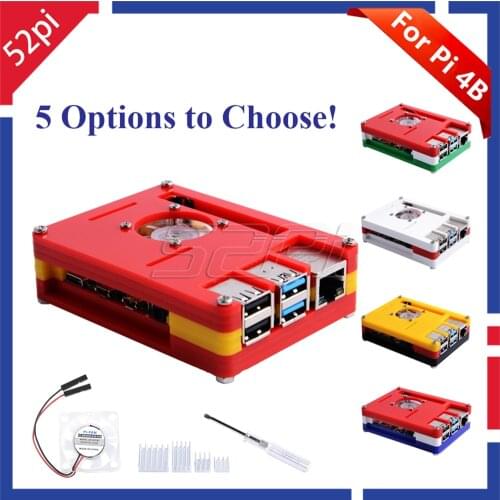 52Pi New 9-Layer ABS Case Cover Flag Colors Spain Italy England Germany France with Cooling Fan Heatsinks for Raspberry Pi 4 B