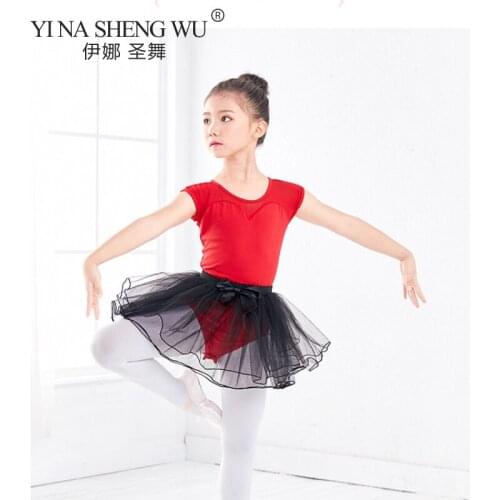 New Arrival Ballet Dance Leotard Girls Kids Short Sleeve Gymnastics Dance Costumes Bodysuit For Dancewear Performance Dress