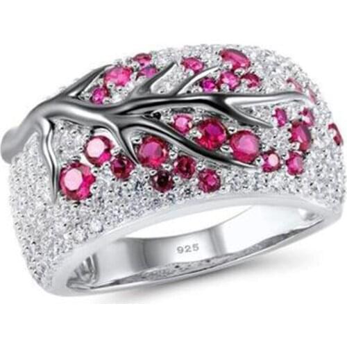 New Style Shiny Tree Branch Ring of Colour CZ Crystal Leaves Rings for Women Unique Punk AAA Zircon Branch Wedding Ring Jewelry