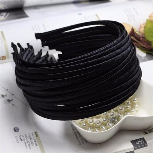 1pc Black Headband Korean Style Cloth Metal ribbon fabric wrap band Hair Accessories 5mm for DIY Craft Daily Hair Accessories