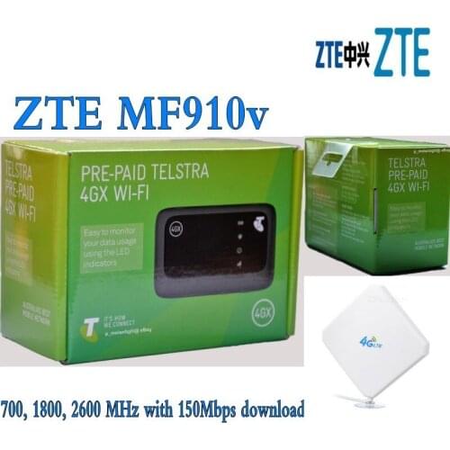 Unlocked ZTE MF910v LTE 4G WIFI Router + 35dbi 4G TS9 antenna