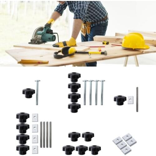 Handle T-slot Slider Miter T-track Jig Screw Fixture Table Saw Router Chute Rail Special Accessories Woodworking Tool Set