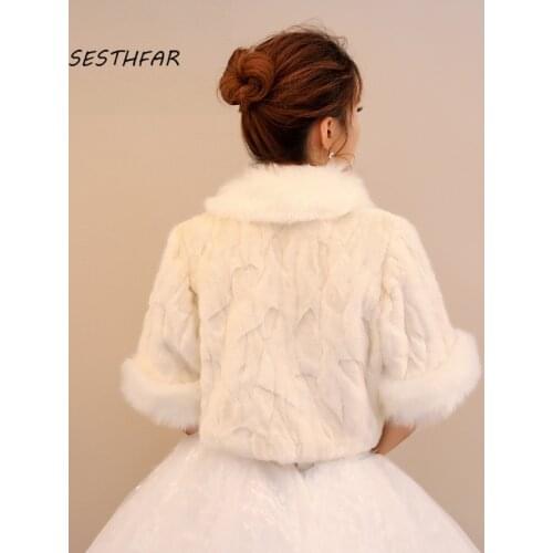 Bride Wrap Shawl Cape New Bridal Boleros Faux Fur Bridal Wedding Accessories Jacket Bridal Winter Warm Short Coat PJ051
