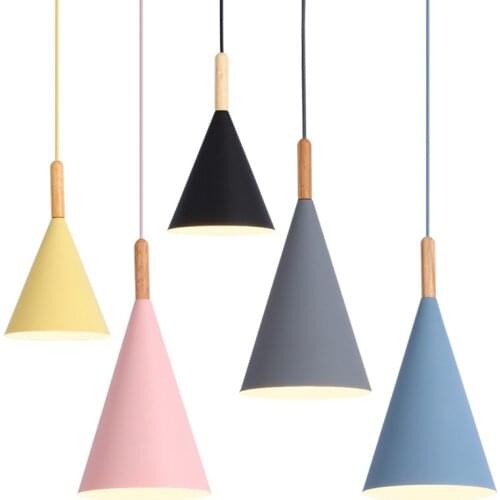 Nordic Pendant Lamps Bar Restaurant Home Decor Colorful Lamp Modern Wood Pendant Lights E27 Hanging Lamp For Dining Room