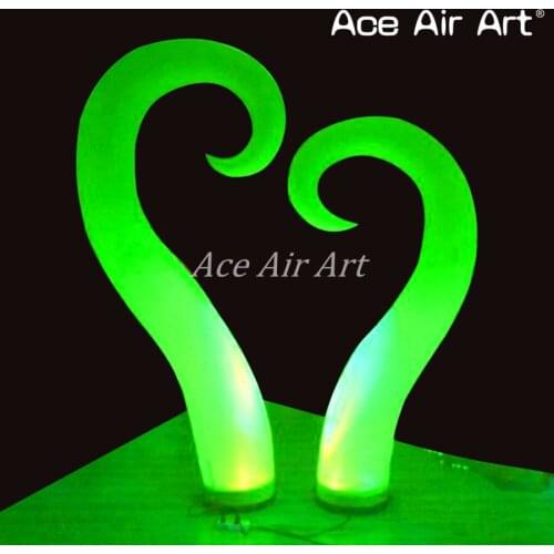 Unique shape spiral cone,inflatable Hook style pillars,horns with base and blower spotlights for Stage and party decoration