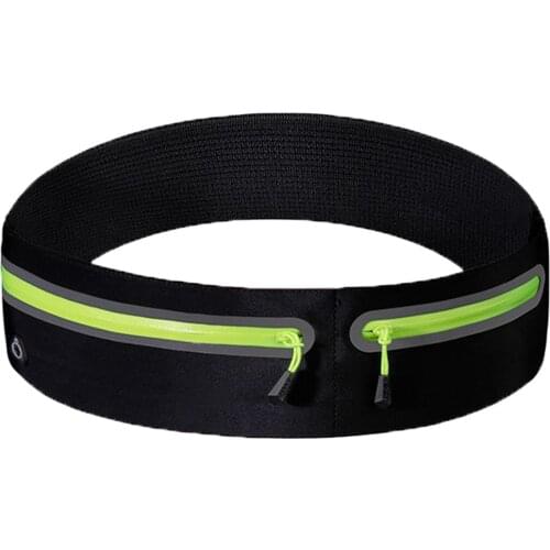 Pro Reflective Elastic Waistband Sport Bag Running Gym Double Zipper Pocket Yoga Waist Belt Pack Phone Wasit Wallet Bag