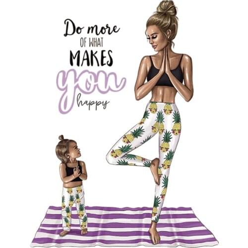 Yoga Mom&Girl Iron-On Transfer For Clothing Diy A-Level Washable T-Shirt Hoodies Thermal Patches Sticker On Clothes Decoration